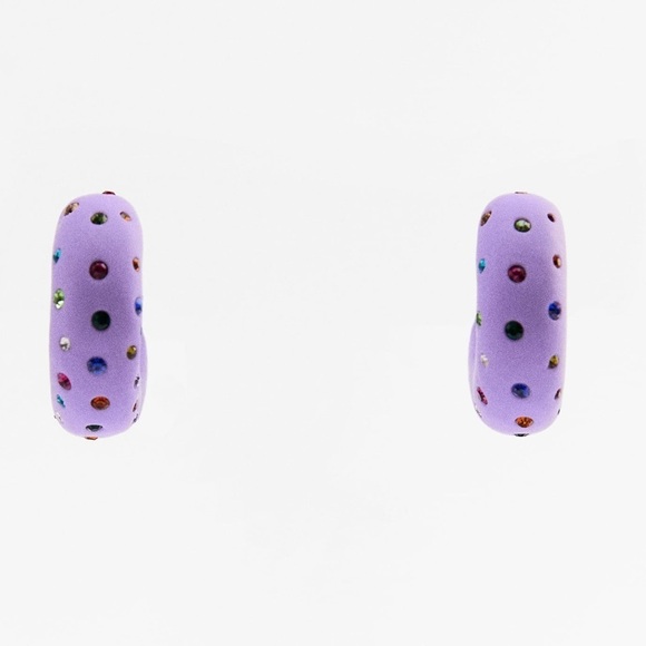 NWT. Zara Purple/Pink Pack of Clay Rhinestone Earrings. - Picture 7 of 12